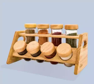 فروش عمده استند ادویه چوبی 8 عددی پاریس