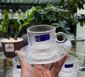 فروش عمده استکان و نعلبکی راه راه ریز DELISOGA