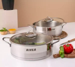 فروش عمده تابه دو دسته استیل درب دار RIVER