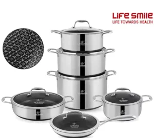 فروش عمده سرویس قابلمه استیل 12 پارچه LIFE SMILE