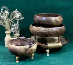 فروش عمده ظروف پذیرایی 4 تکه چوبی گنجشک