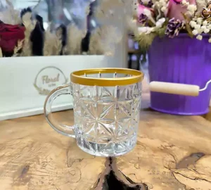 فروش عمده فنجان دسته دار فلاور لب طلا ZANGAN