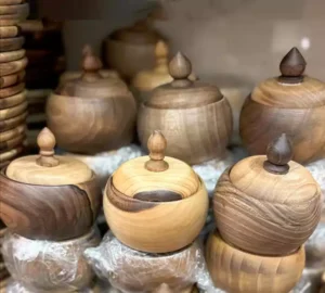 فروش عمده قندان درب دار چوبی توپی