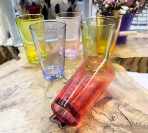 فروش عمده لیوان بلند آکوا ساده رنگی ZANGAN GLASS
