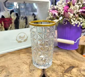 فروش عمده لیوان شربت خوری فلاور لب طلا ZANGAN
