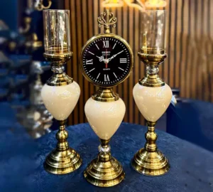 فروش عمده ست ساعت و شمعدان کاراملی لونا