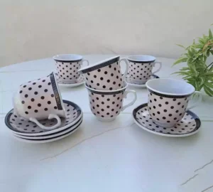 فروش عمده سرویس 12 پارچه چای خوری خالدار