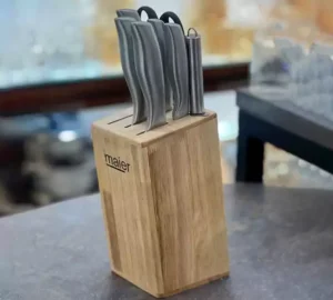فروش عمده سرویس چاقو پایه چوبی 8 پارچه MAIER