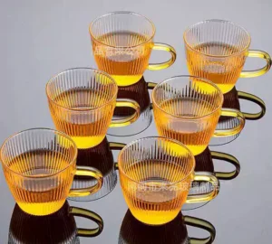 فروش عمده فنجان قهوه شیار دار دسته رنگی