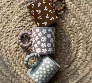 فروش عمده ماگ دسته مرواریدی طرح برجسته