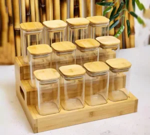 فروش عمده جاادویه شیشه ای چوبی 13 پارچه