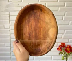 فروش عمده کاسه چوبی روستیک بیضی