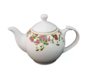فروش عمده قوری چینی لب طلا گل سرخی