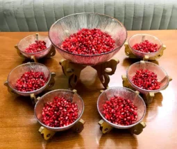 فروش عمده سرویس انارخوری 7 تکه پایه چوبی