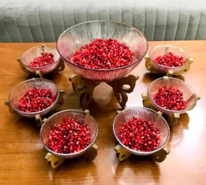 فروش عمده سرویس انارخوری 7 تکه پایه چوبی