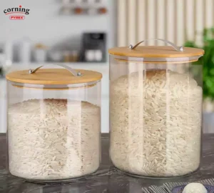 فروش عمده سطل برنج پیرکس درب بامبو CORNING