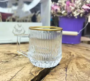 فروش عمده نیم لیوان مدل فلورانس لب طلا ZANGAN