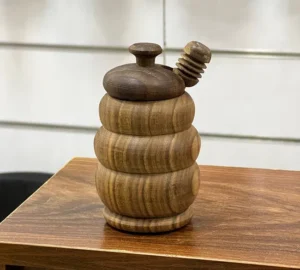 فروش عمده ظرف عسل چوب گردو طرح کندو